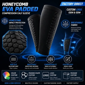 OEM Sports Honeycomb Padded Calf Sleeve Compression Leg Sleeve For Football Basketball Baseball
