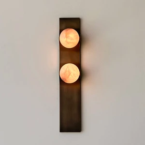 Wabi Sabi LED Wall Lamp Indoor Outdoor Corridor Hotel Lighting with Copper Body Travertine Scone for Bedroom Stairs Hallway Use