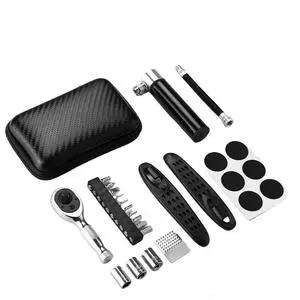 JOHORSE Durable Aluminum Alloy Bike Repair Tool Kit Multifunctional Wrench Pump Tire Patch Set Portable Mountain Bike Road Bike
