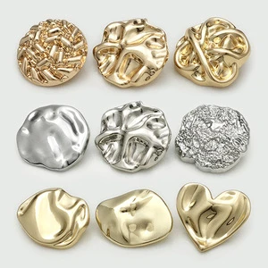 Custom LOGO Vintage Gold Irregular Lava Textured Avant-Garde Sculptural Zinc Alloy Metal Button For Blazer And High-end Clothing