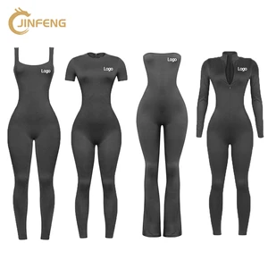 Custom Women Sports Gym Wear Workout Set Tights Crop Top 1 Pieces Seamless Long Sleeve Fitness Yoga Set Solid Pattern Yoga Suit