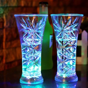 Water Sensor Light Cup with Party Light Colorful Glitter Helicopter Beer Cup Night Market Color Changing Festival Cup