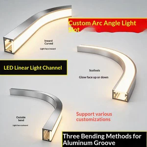 Arc-shaped Linear Lamp with Curved Aluminum Groove Freely Bent Design Corner Bend Border Lamp Groove Supports Dimmer 220V