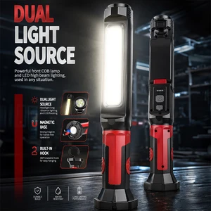 Multifunctional Portable Magnetic Work Light With Hooks 180 Adjustable Rechargeable For Car Repair Road Residential Garden