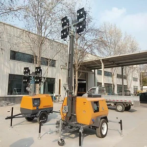 Outdoor Mobile 4*400w LED Electric Manual Lift AC DCdiesel Generator Lighting Portable 4*150W Solar Battery 6*200AH Light Tower