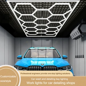 Wholesale Car Detailing Hexagon Auto Beauty Shop LED Ceiling Light Honeycomb Car Wash Garage High Lumen Work Light IP20 6000K