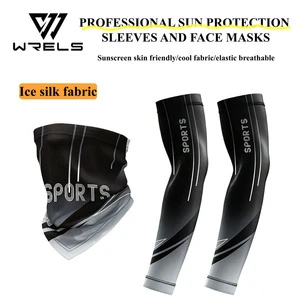 WRELS Arm Sleeves Breathable Sunscreen Arm Sleeves Outdoor Cycling Uv Arm Sleeves Ice Silk Compression Arm Sleeve Face Mask Set