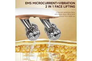5 Gears Adjustable Vibration Face Contour Massager Multi-Purpose Beauty Roller with LED Light
