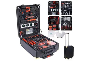 Black Hard Case Rolling Tool Box Kit 969pcs General Household Repair Set 4-Drawer Storage Combination Wrenches for Handymen