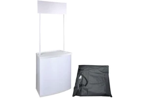 Durable Light-Weight White PP/ABS Plastic Promotion Table Counter Booth Display No Printing Ready Trade Show Exhibition Free