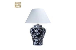 Wholesale Ceramic Vintage Desk Lamps E27 Flower and Birds Decoration Light Porcelain Bed Side Table Led Lamp for Home Decor