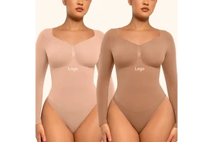 Custom Hot Sale Autumn Long Sleeve Seamless Tight Slimming Tummy Trimmer Control Outdoor Shaping Bodysuit Shapewear For Women