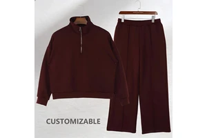 Wholesale Unisex Large Size Vintage Style Long Sleeve Casual 2Pcs Sets