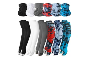 Sports Summer Combo Set Quick-Drying Breathable Fishing Bib Sleeves Riding Turban Ice Silk Cycling Arm Sleeves for Sunscreen
