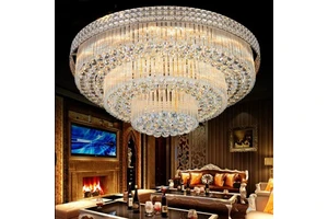 Wedding Indoor Decorative Vintage Gold Crystal Pendant Lamp Chandelier for Hotel Bedroom Living Room LED Dimmable Ceiling Light