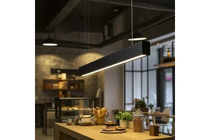 Modern Restaurant Office Hanging Lamp White Black 600mm 900mm 1200mm 1500mm Length Batten LED Linear Light Fixture