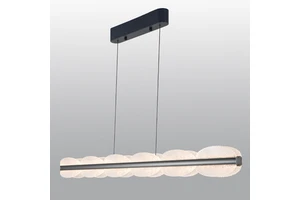 Horizontal Aluminum LED Suspension Pendant Lamp Rectangle Shape Adjustable Height Grey Modern Art Unique
