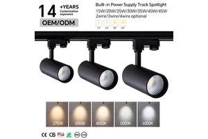Adjustable LED Track Light COB 15°-60° Beam Angle Black White For Art Gallery Museum Exhibition Display