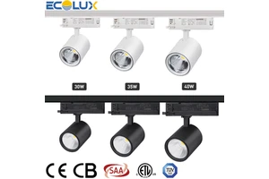 Ecolux CE ETL SAA 30W 40W 45W Commercial 360 Movable Track Lighting Project High Lumen 5000K Cob LED Aluminum Track Spot Light