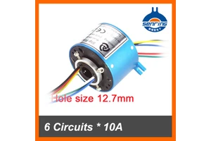 Rotary electrical connector 10A/6 wires contact hole size 12.7mm of through bore slip ring
