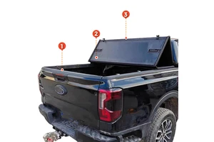 Pick up Truck Bed Cover Hard Tri Folding Aluminum Tonneau Cover for Navara 2024 Maverick Ranger tacoma Bt-50 Amarok Hilux