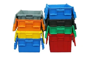 Hot Sale Leadloong Solid Box Plastic Tote Boxes Stacking Crates 60L 15 Gallon Eco-Friendly Foldable Custom Color ISO9001