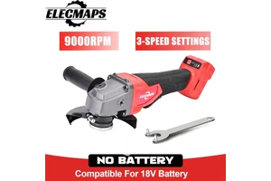 ELECMAPS Professional Industrial 125mm Cordless Angle Grinder 8000 RPM Brushless Motor 18V Battery 3 Speed Settings Side Handle