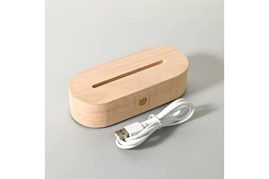 Wholesale Acrylic Glass Stand Warm White Led Beech Wood Lamp Switch Control Bedside Kids Night Light for USB