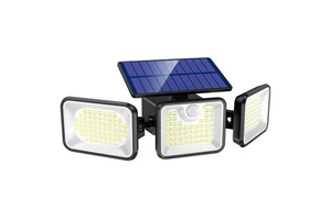 Solar Spotlight 180 LED Wall Lamp Three-Head IP65 Rated Outdoor Road Floodlight Street Light Rotating Lighting