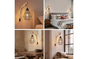 Insertable Wall Lamps, American Country Style, Solid Wood Hemp Rope, Industrial , Cross-Border E-Commerce