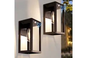 2 Pcs Outdoor Waterproof Solar Motion Sensor Wall Lamps Premium for Outdoor Use