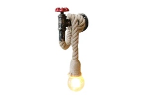 Lumind Creative Water Pipe Lamp Cafe Restaurant Barber Salon Clothing Store Stairs Aisle Corridor Industrial Hemp Rope Wall Lamp