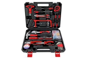 104pc Complete Multi-function Home Office DIY Portable Hard Case Tool Box Set Includes 60pc Wall Hanging Kit Household Repairs