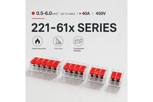 OLINK 221-612 40A 6mm² Lever Wire Connector 2 3 4 5 Pin Quick Splicing Terminal Block Lever Nut For High Power 450V