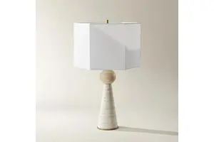 Wholesale Contemporary Light Luxury Travertine LED Desk Lamps Japanese Wabi-sabi Fancy LED Fabric Yellow Travertine Table Lamp