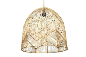Vintage Home Dining Room Decorative Hanging Lamps Deluxe Quality Handmade Cane And Cotton Thread Weave Hanging Lamp For Sale