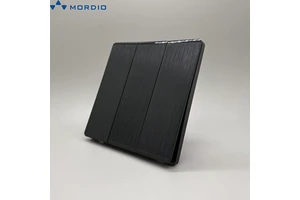 Black Large Plate Rocker Wall Switch 3 Gang PC Fire Retardant Material Wall Light Switches For Commercial Building Lighting
