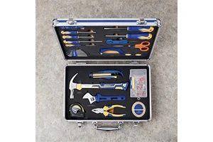 25pcs Combination Pliers Electrician Tool Kit Set Rubber-coated Measuring Tape Phillips Screwdrivers with Aluminum Alloy Case