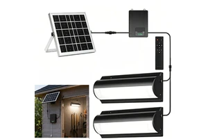 Dual Head Solar Shed Light Pull Cord Switch IP65 Waterproof Battery Level Display LED Split Wall Light for Barn Gazebo