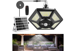 Solar Pendant Light 180 LED 1000mm Outdoor Motion Sensor Shed Light IP65 Waterproof with Remote Control