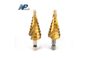 NAIPU 1/4 Inch Hex Shank Step Drill Bit HSS Titanium Coated For Quick Change Power Tools And DIY Construction