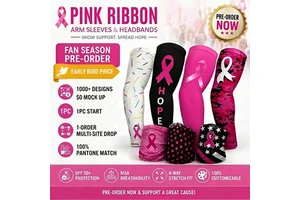 PURE Custom Anti-UV Pink Ribbon Arm Sleeve Pre-order Compression Volleyball Basketball Football Baseball Men's Arm Sleeve Cover