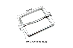 35mm Shiny Silver Zinc Alloy Metal Pin Belt Buckle Square Frame Style Classic Design for Men Leather Strap Accessories OEM