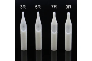50pcs/box High Quality Disposable White Plastic Nozzle Round Flat Tattoo Tips for Tattoo Needles