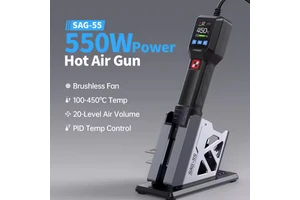 FNIRSI SAG-55 550W Standard Equipment High Temp Hot Air Gun, Handheld for SMD/Soldering/Shrink Wrapping