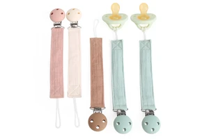 New BPA Free Silicone Teether Chain Baby Cotton Pacifier Clip Steel Buckle Durable Pacifier Strap For 0-24M Infant Daily Use