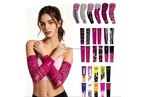 FQ Custom Breathable Cooling Ice Creamm Cookie Arm Sleeves Stretchy UV Protection Arm Cover Sleeves With Headband Set for Unisex