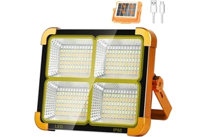Super Bright IP66 LED Solar Flood Light Warm White Remote Control Long Endurance ABS for Outdoor Landscape Car Camping Tent