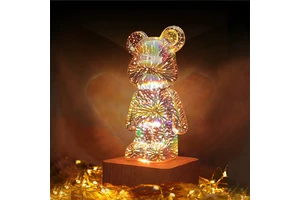 Chandelier Restaurant Modern Room Christmas Decoration Wooden Base love 3d Decoration Night Light Usb Colorful Firework Lamp