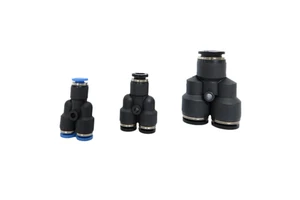 4/6/8/10/12/14/16 mm Blue Black Y Shape 3 Three Way Push in Fittings Plastic Tube Connector Quick Connect Pipe Fittings